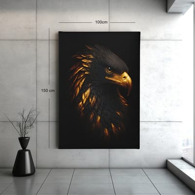Canvas Schilderij - Gouden Adelaar - Roofvogel - 60x40x2 cm