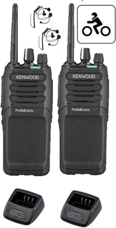 Motorset van 2 stuks Kenwood TK-3701D met helm headset en laders