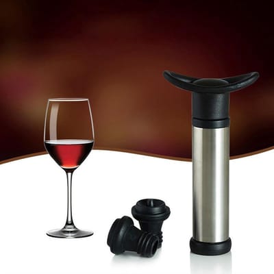 Vacuüm Wijnafsluiter - Vacuüm Wijn Pomp Flesafsluiter - Wijnstopper Wijnafsluiter - Flesstopper - Wijn Decanter - Set van 2 - met Pomp - Zwart