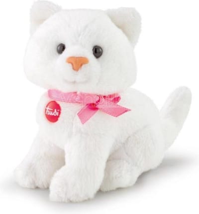 Trudi - Sweet Collection Knuffel Kat Wit 9 cm - Handgemaakt in Italie - Zacht pluche - Knuffeldier voor jongens en meisjes - Wit - 5x9x8 cm maat XXS