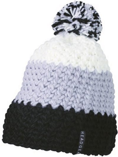 Myrtle Beach - Unisex Gehaakte Muts met Pompom (Zwart/Zilver)