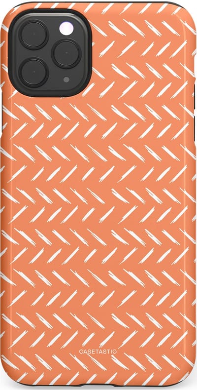 Casetastic hoesje geschikt voor Apple iPhone 11 Pro Max - Dubbellaagse bescherming - Oranje Witte Nederland Cross Patroon - Fashion Case - Terracotta Zand