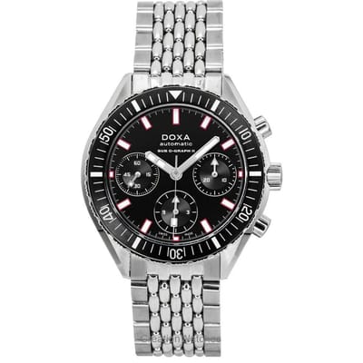 Doxa Sub 200 C-Graph II Sharkhunter Zwarte Wijzerplaat Automatisch Duikers 797.10.101.10 200M Herenhorloge Met Extra Band zwart