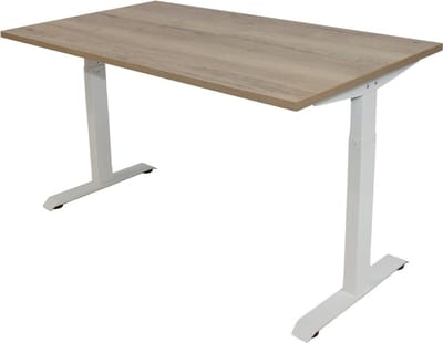 Office Hero® Cosmic - In hoogte verstelbaar bureau wit frame - Game bureau - Computertafel - Werktafel - 120x80 - Natuur eik