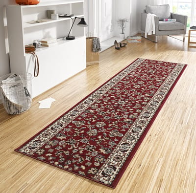 Flycarpets Loper laagpolig Vintage / Klassiek - Designer Velours - Rood 80x400 cm