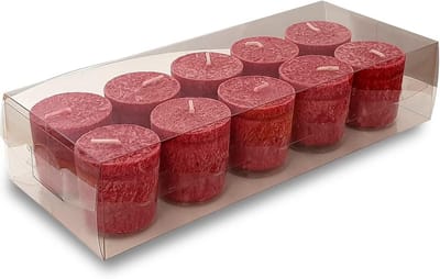 Geurkaarsen Cadeauset 10 Delen Stearine – Donkerrood Aromakaarsen voor Kerst of Aromatherapie