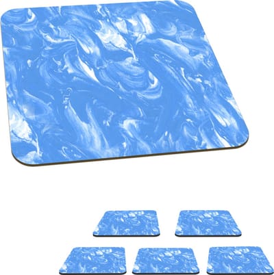 Onderzetters voor glazen - Marmer print - Blauw - Patronen - Patroon - 10x10 cm - Glasonderzetters - 6 stuks