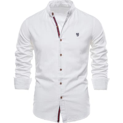 Herenoverhemd Slim Fit Katoenmix Lange Mouw Stijlvol Ademend Onderhoudsvriendelijk Zomer Herfst Herenoverhemden M wit