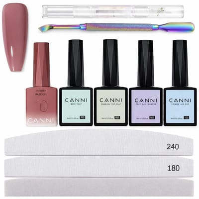 Canni - Rubberbase - Set - 10-delig - HEMA-vrij - TPO-vrij - Rubber base - Rubber base coat - Rubber base gellak - Rubber base gel - Rubberbase gellak - Rubberbase clear