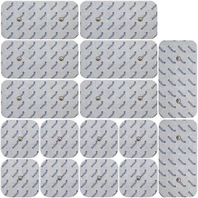 axion® - 16 TENS/EMS Mixed elektroden pads - 50x50mm en 50x100mm. Geschikt voor elektrotherapie-apparaten met een 3,75 mm Drukknop aansluiting van het merk Compex.