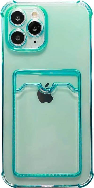 ShieldCase telefoonhoesje geschikt voor iPhone 13 TPU hoesje met pasjeshouder (transparant groen) - ruimte voor pasjes - TPU silicone case - telefoonhoesje - transparant groen