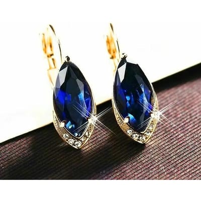 Huitan Luxe Markies Blauwe Zirkonia Hangende Oorbellen Trendy Prachtig Belofte Trouwsieraden Goudkleurige Accessoires voor Vrouwen black