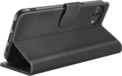 Zanae, Hoesje geschikt voor iPhone 17e - Wallet Case met Stand & Magneetsluiting, Zwart