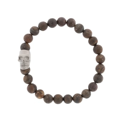 Steel & Barnett Stones Skull Armband - matt bronzite