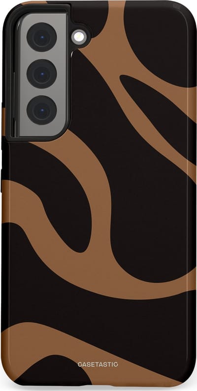 Casetastic Hoesje Geschikt voor Samsung S22 - Stijlvolle Beschermende Duo-layer Case - Chocolade Golven
