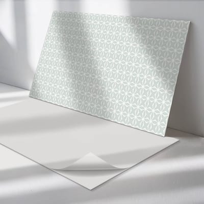 Wallfluent Vinyl Wandpaneel - Geometrisch bloemenpatroon Zelfklevend Wandpaneel - 120 cm x 60 cm - Grijs PVC wandpaneel - Set van 1 - Rechthoekig Wandbekleding Vinyl - Patroon Wandpaneel - PVC Muurpaneel - Wandpaneel Keuken en Badkamer