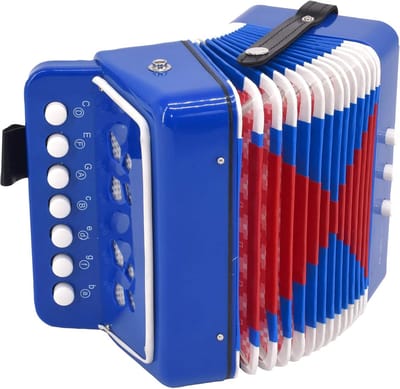 Kinder Accordeon - Speelgoed Instrument - Muziek Maken - 7 Tonen 2 Bassen - 18 cm Breed - Blauw