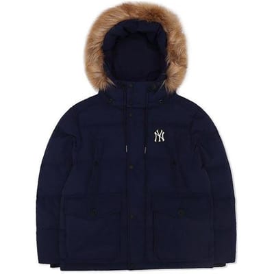 MLB New York Yankees Casual Parka met Capuchon en Bontkraag Veelzijdige Rits Donsjas Uniseks Buitenjas Blauw 3ADJEC726-50NYD S brown