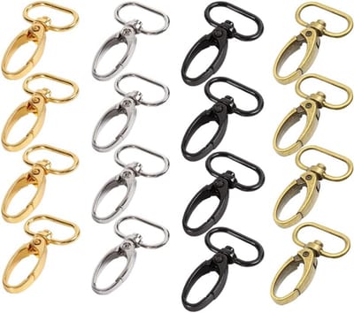 Karabijnhaken - Sleutelhangers Draaibaar - Tassen Bevestigen - 360 Graden Draaibaar - 16 Stuks - Goud Zilver Zwart Brons