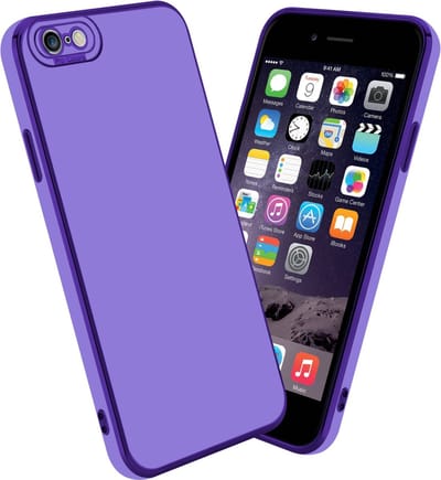 Cadorabo Hoesje geschikt voor Apple iPhone 6 / 6S in Glossy Paars - Rose Goud - Beschermhoes van flexibel TPU-silicone Case Cover en met camerabescherming