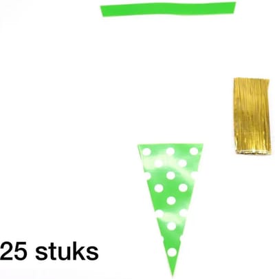 Akyol - Traktatiezakjes - 25 stuks - koekzakjes met stippen - paas snoepzak - groene snoepzakjes - uitdeelzakjes voor een feestje - uitdeelzakjes - zakjes - snoepzakjes - traktatie