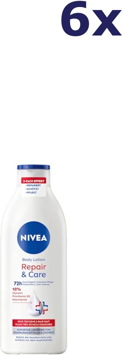 6x Nivea Body Repair en Care Lotion 400 ml