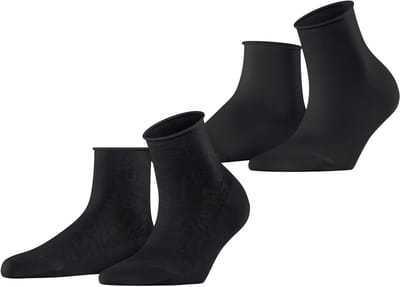 Esprit Lacy Flowers 2-Pack gedessineerd katoen Multipack Sokken dames zwart - maat 35-38