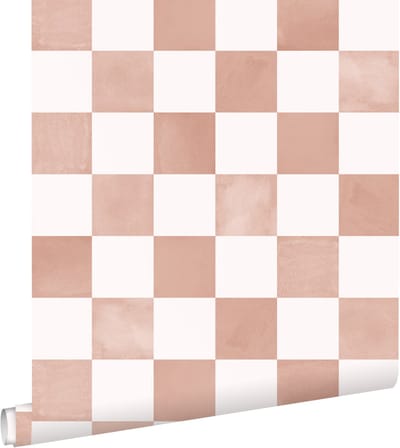 ESTAhome behang geblokt motief bruin en wit - 50 x 900 cm - 131289