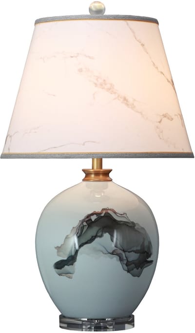 Fine Asianliving Oosterse Tafellamp Porselein Abstract Art met Kap