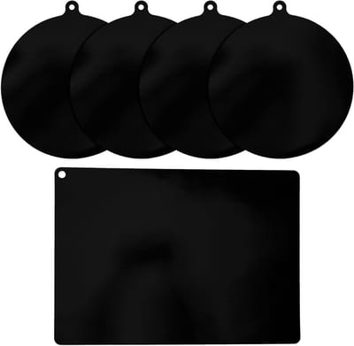 Set van 5 inductiematten van silicone, 35 x 25 cm, 24 cm, 22 cm - waterdichte kookbescherming voor inductiekookplaten, hittebestendige deksels en keukenaccessoires