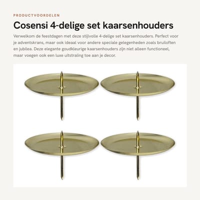 Dailygoods- Kaarsenhouder Set van 4 - Adventskaarsenhouder - Kaarsenplateau - Tafeldecoratie - Licht ijzer - Plaatdiameter 60 mm - Kandelaar