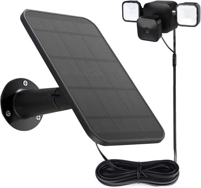 Zonnepaneel Camera - Energie Oplader - Buiten Beveiliging - Continue Stroom - 5 Meter Kabel - Zwart