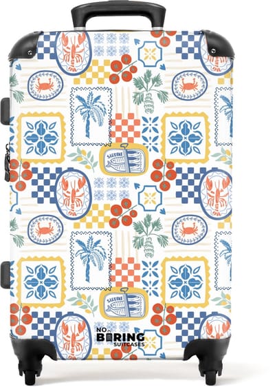NoBoringSuitcases.com - Grote koffer - Zomer strand print kleurrijk - Kinderkoffer geschikt voor jongen en meisjes - Reiskoffer met 4 wielen - Trolley op wieltjes - Rolkoffer groot kinderen - 72 liter - Ruimbagage valies 20kg