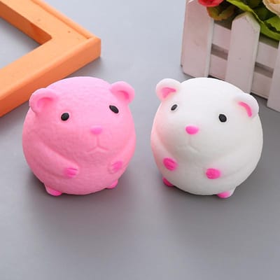 Kinderen Volwassenen Knijpspeelgoed Simulatie Knijpspeelgoed Zacht Schattig Decompressie Knijpen Schattige Geit en Hamster Plakkerig Langzaam Terugkaatsend pink