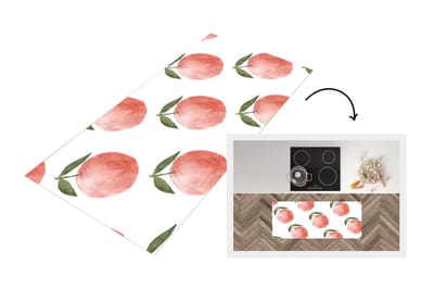 Keukenloper - Loper keuken - Appels - Bladeren - Wit - 120x50 cm - Keukenloper vinyl