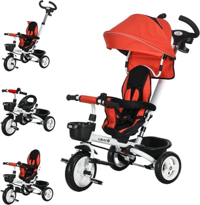 Kinderdriewieler 6-in-1 - Loopfiets Pedaalfiets - Kind Ontwikkeling - Multifunctioneel en Groeiend - 112x50x104 cm - Rood