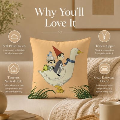 Housse de coussin dessin animé O-Over The Garden WallS Housse de coussin imprimée recto-verso Hypoallergénique Anti-acariens 50x50cm