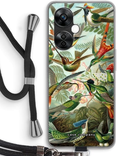 Case Company® - Hoesje met koord geschikt voor OnePlus Nord CE 3 Lite hoesje met Koord - Haeckel Trochilidae - Telefoonhoesje met Zwart Koord - Bescherming aan alle Kanten en Over de Schermrand