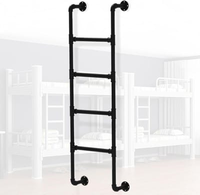 Vluchtladder - Noodladder Zolder - Veilige Ontsnapping - Metaal met poedercoating - 175 cm - Zwart