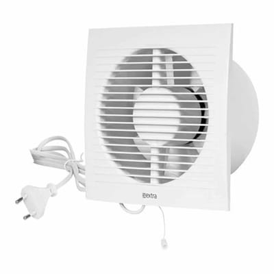 Badkamerventilator diameter 100 mm WIT Trekkoord en stekker - EE100WP
