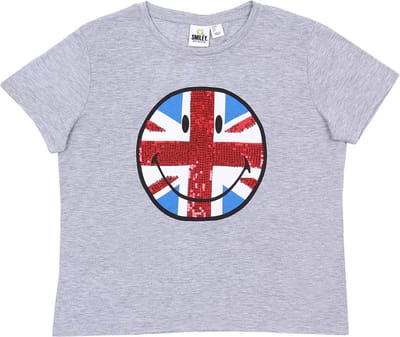 Grijs paillettenhemd/-shirt SMILEY