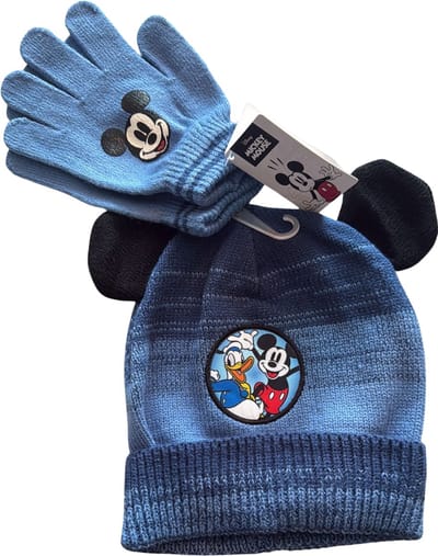 Disney Mickey Mouse Kinder Winterset – Muts & Handschoenen – Blauw – Warm & Zacht – One Size – Jongens & Meisjes – Officiële Disney Mickey Merchandise