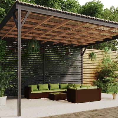 vidaXL - 9-delige - Loungeset - met - kussens - poly - rattan - bruin