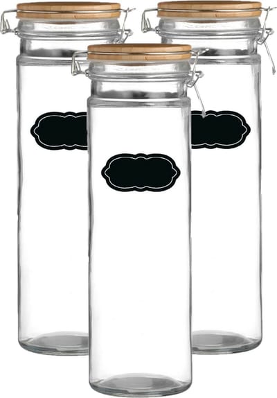 Weckpot/inmaakpot - 4x - 1.9L - glas - met beugelsluiting - incl. etiketten