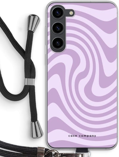 Case Company® - Hoesje met koord geschikt voor Samsung Galaxy S23 Plus hoesje met Koord - Swirl Paars - Telefoonhoesje met Zwart Koord - Bescherming aan alle Kanten en Over de Schermrand