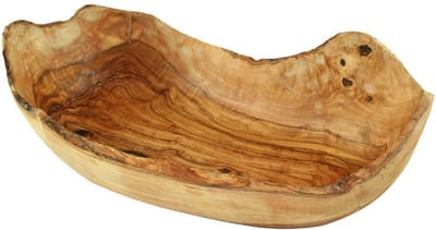 D.O.M. Rustieke Olijfhouten Fruitschaal – Handgemaakte Ovale Houten Schaal 25-29 cm