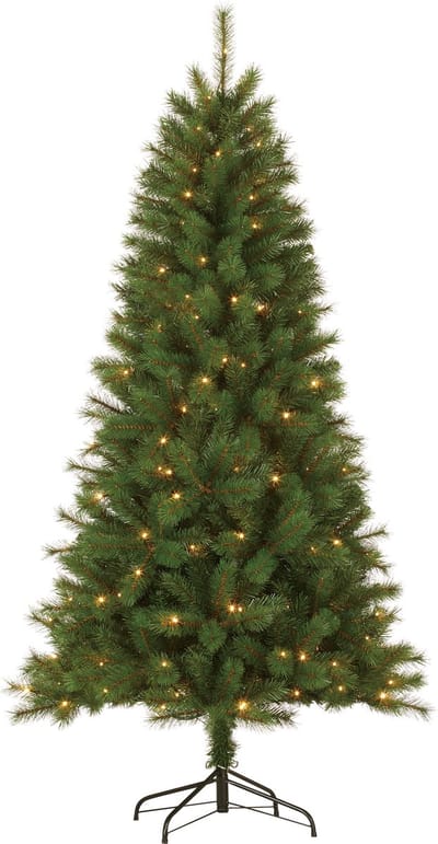 Giftsome Kunstkerstboom 210 cm met Verlichting - Kerstboom Kunststof met LED en Metalen Voet - Kerstdecoratie Kerstlicht - Boom met Lichtjes
