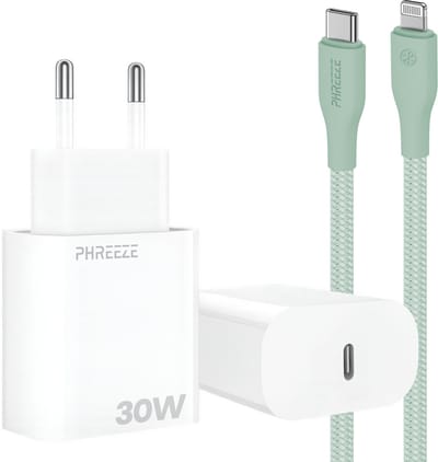30w snellader met kabel geschikt voor iPhone en iPad met Lightning poort - Usb C adapter set