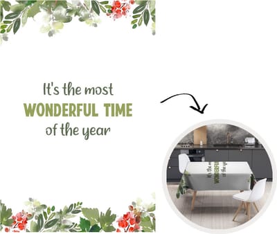 Kerst Tafelkleed - Kerstmis Decoratie - Tafellaken - Kerstmis - Quotes - Planten - 150x220 cm - Kerstmis Versiering