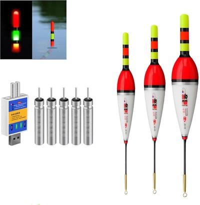 OmGoods - Dailygoody - LED vlotter - Nachtvissen - Slim met zwaartekrachtssensor - 3 stuks - Vissen met verlichting - Geschikt voor meer wateren - 6g/8g/9g